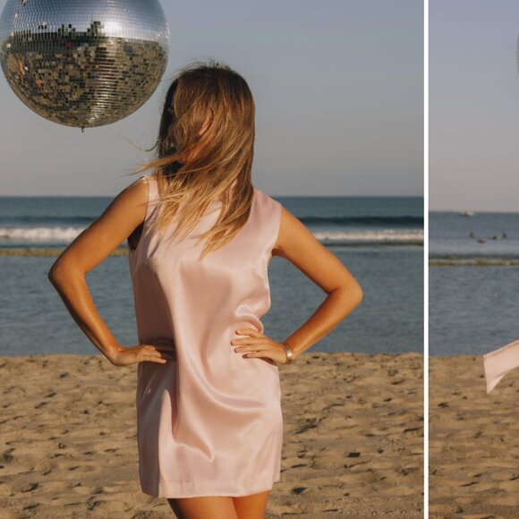 daily drills pink silky mini dress - Picture 1 of 1
